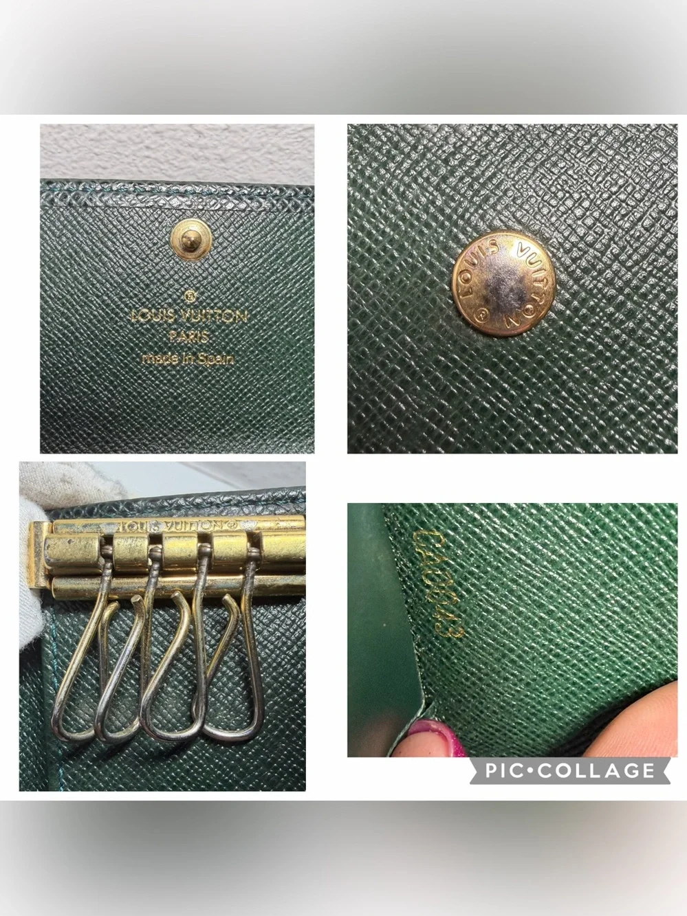 Louis Vuitton Green Taiga Leather Key Cles
